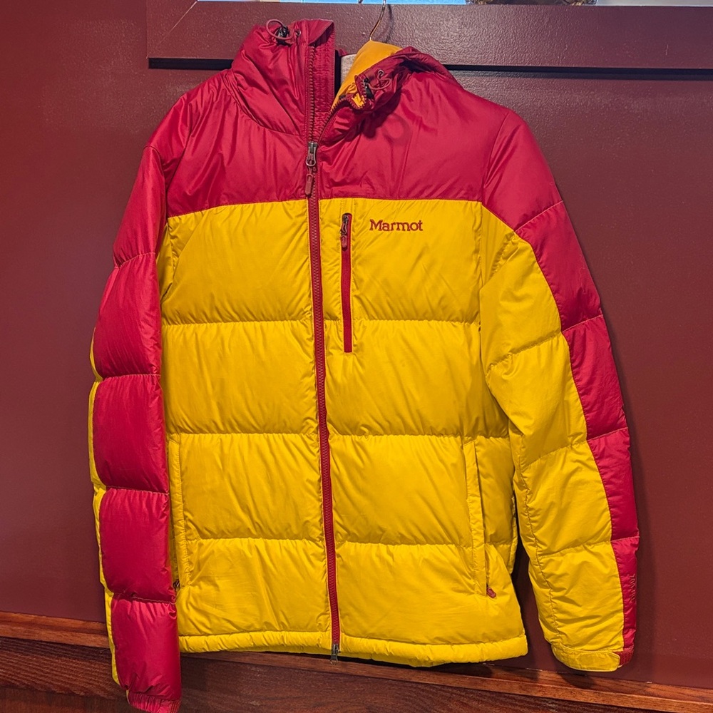 Marmot Two-Tone Red and Yellow Jacket